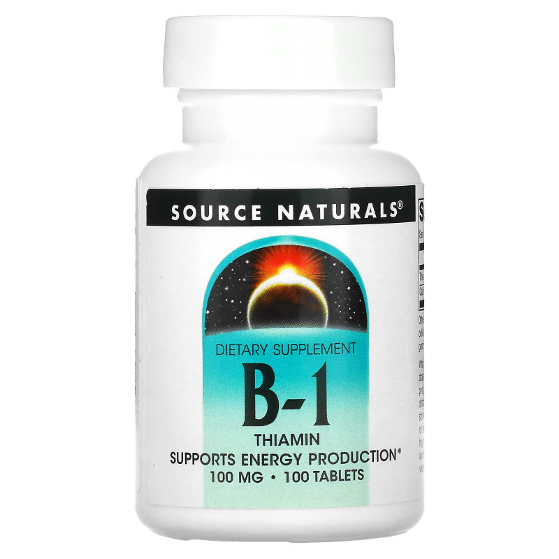 Source Naturals, Витамин B-1, тиамин, 100 мг, 100 таблеток