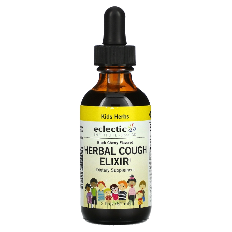 Eclectic Institute, Kids Herbs, Herbal Cough Elixir, Black Cherry Flavored, 2 fl oz (60 ml)