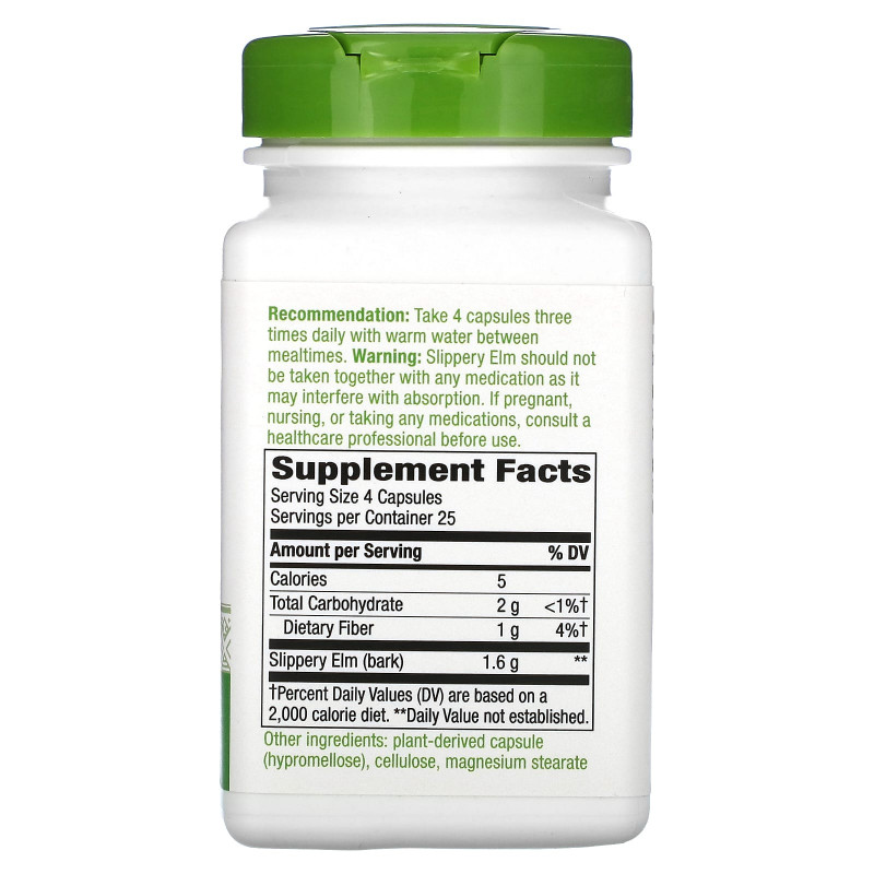 Nature's Way, Slippery Elm Bark, 400 mg, 100 Vegetarian Capsules