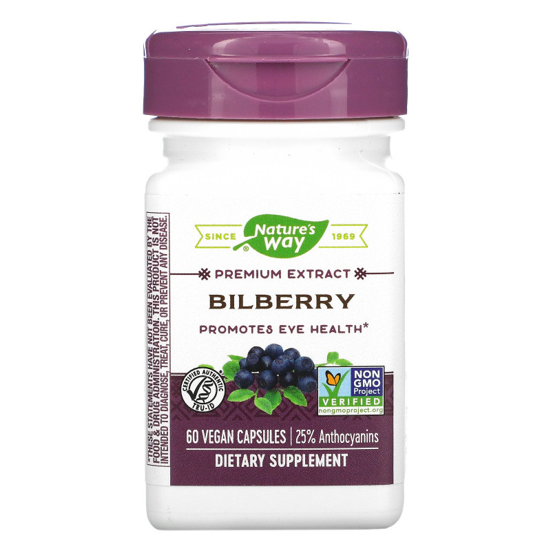 Nature's Way, Bilberry Standardized, 60 Veg Capsules