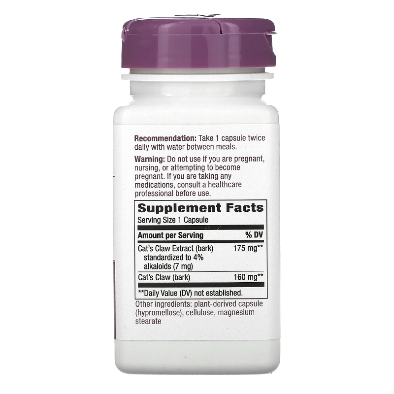 Nature's Way, Растение кошачий коготь, нормировано, 60 капсул