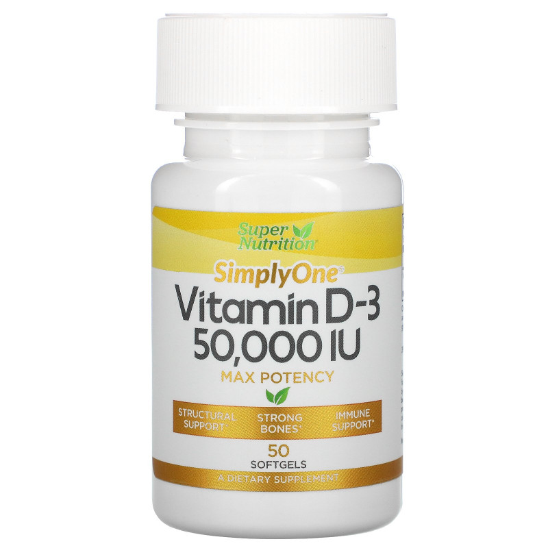 Super Nutrition, Simply One, Vitamin D-3, 50,000 IU, 50 Softgels