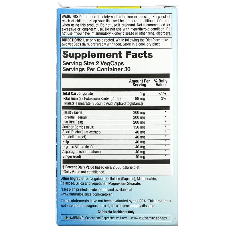 Natural Balance, Water-X, Herbal Blend, 60 Veggie Caps