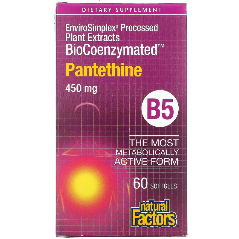 Natural Factors, BioCoenzymated, Pantethine, 450 mg, 60 Softgels