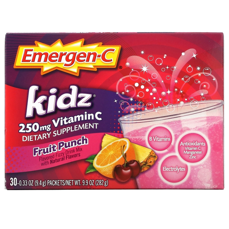 Emergen-C, для детей, фруктовый пунш, 30 пакетиков, 9,7 унций (2,6 гр)