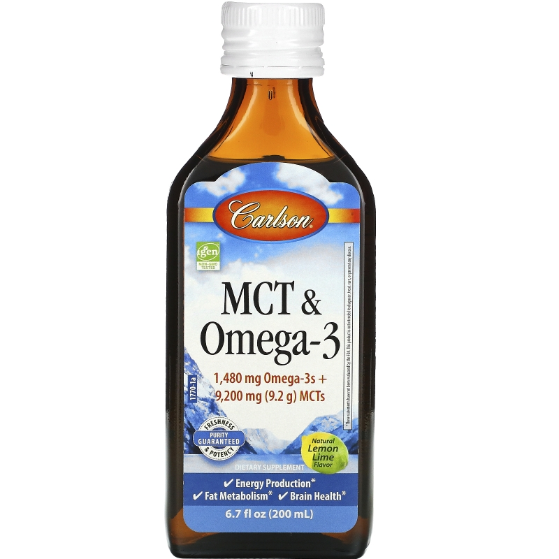 Carlson Labs, MCT & Omega-3, Natural Lemon Lime, 6.7 fl oz (200 ml)