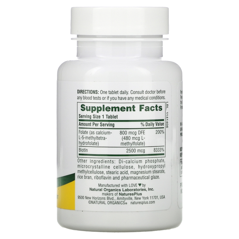 Nature's Plus, Biotin & Folate, 30 Tablets