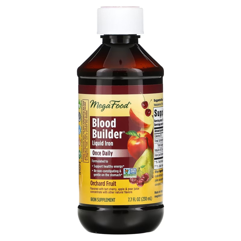 MegaFood, Blood Builder Liquid Iron, Once Daily, Orchard Fruit, 7.7 fl oz (230 ml)