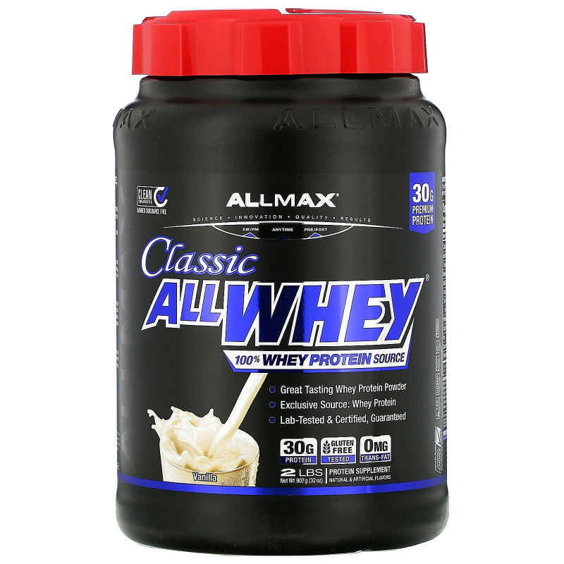 ALLMAX Nutrition, AllWhey Classic, Белковая Смесь с Изолятом Сывороточного Протеина, Французская Ваниль, 2 фунта ( 907 г)