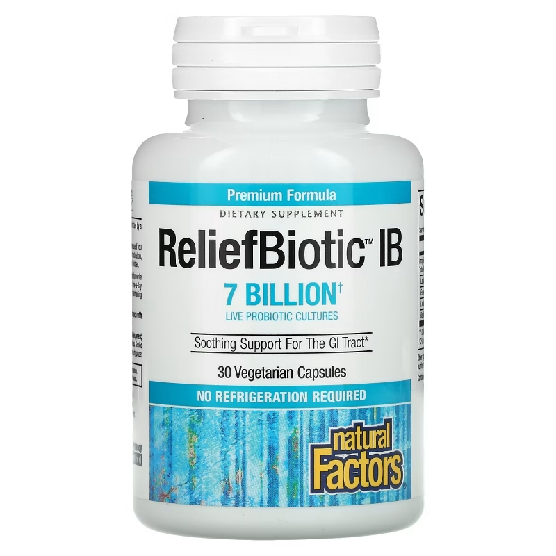 Natural Factors, ReliefBiotic IB, 7 Billion, 30 Vegetarian Capsules