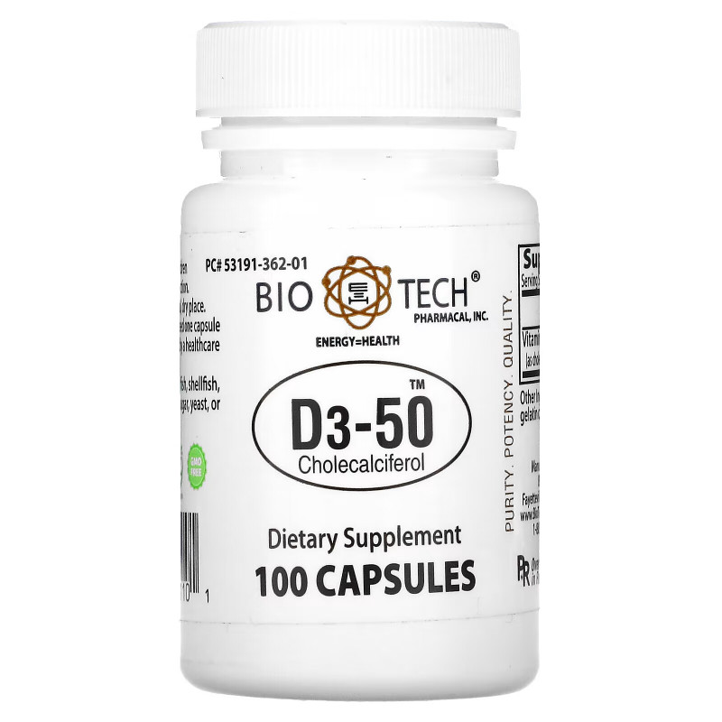 Bio Tech Pharmacal Inc D3-50 холекальциферол 100 капсул