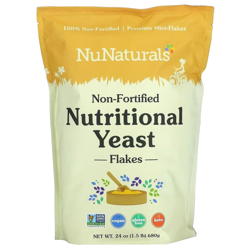 NuNaturals, Non-Fortified Nutritional Yeast Flakes, 24 oz (680 g)