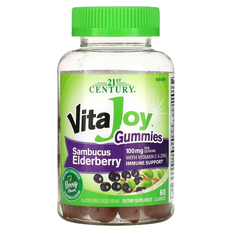 21st Century, VitaJoy Gummies, Sambucus Elderberry, 60 Vegetarian Gummies