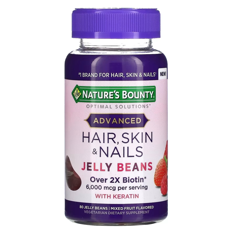 Nature's Bounty, Advanced, Hair, Skin & Nails, Mixed Fruit, 3,000 mcg, 80 Jelly Beans