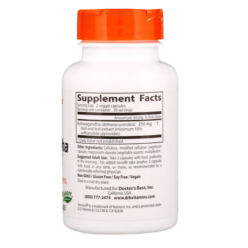 Doctor's Best Best Ashwagandha с Sensoril 125 мг 60 растительных капсул