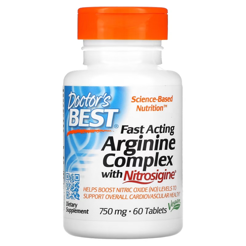 Doctor's Best, Fast Acting Arginine Complex with Nitrosigine, 750 mg, 60 Tablets