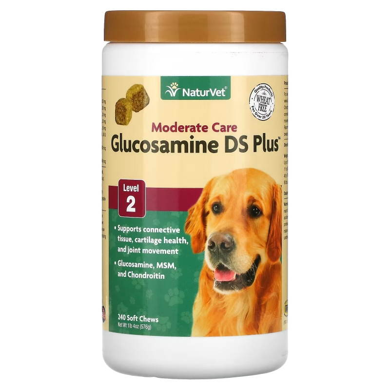 NaturVet, Glucosamine DS Plus, умеренный уход, уровень 2, 240 жевательных таблеток, 576 г (1 фунт 4 унции)