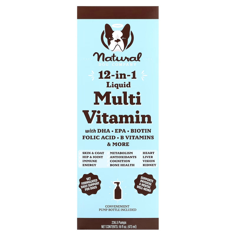 Natural Dog Company, 12-In-1 Liquid Multi Vitamin, For Dogs, All Ages, 16 fl oz (473 ml)