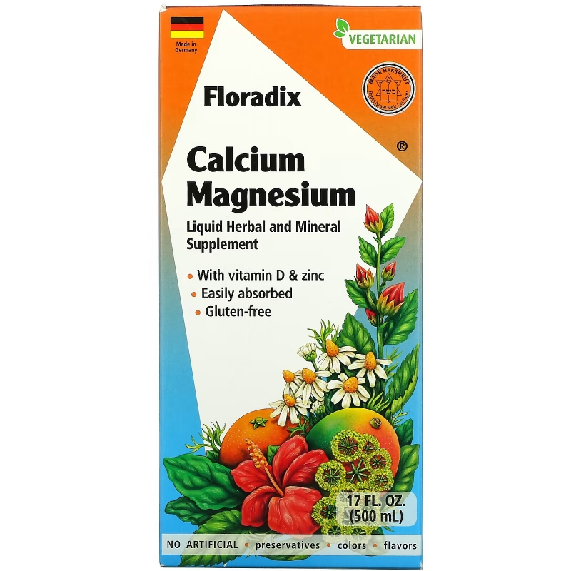 Gaia Herbs, Floradix, Calcium Magnesium with Vitamin D & Zinc, 17 fl oz (500 ml)