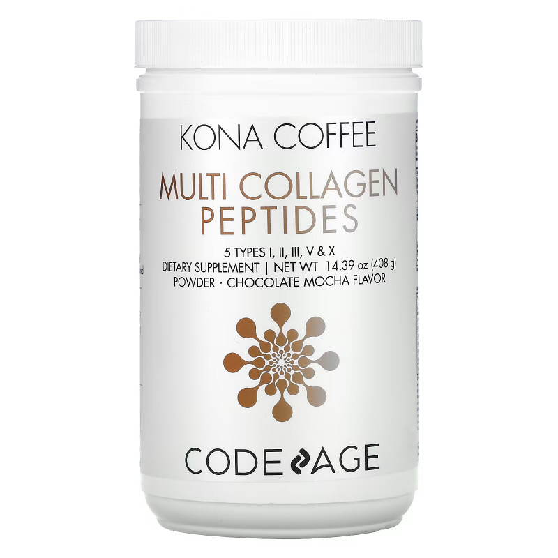 CodeAge, Kona Coffee, Multi Collagen Peptides, Chocolate Mocha Flavor, 14.39 oz (408 g)