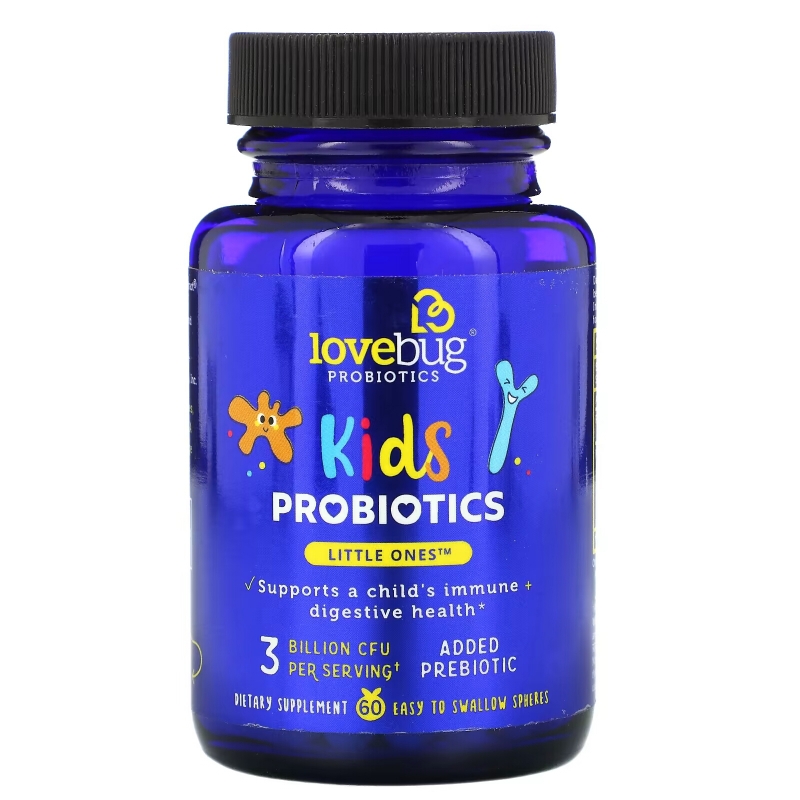 LoveBug Probiotics, Kids Probiotics, Little Ones, 3 Billion CFU, 60 Easy To Swallow Spheres