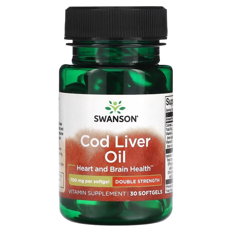 Swanson, Cod Liver Oil, Double Strength, 700 mg, 30 Softgels