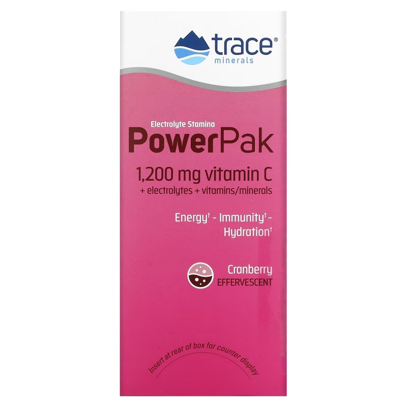 Trace Minerals Research, Электролиты Stamina Power Pak, клюква, 1200 мг, 30 пакетов. по 5,3 г каждый