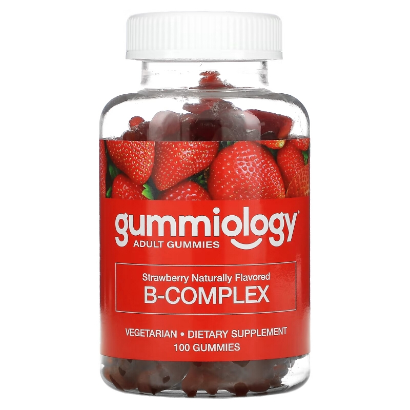 Gummiology, Adult B Complex Gummies, Natural Strawberry Flavor, 100 Vegetarian Gummies