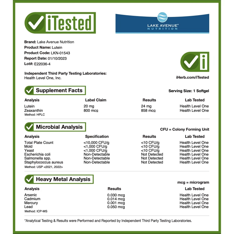 Lake Avenue Nutrition, Lutein, 20 mg, 360 Veggie Softgels