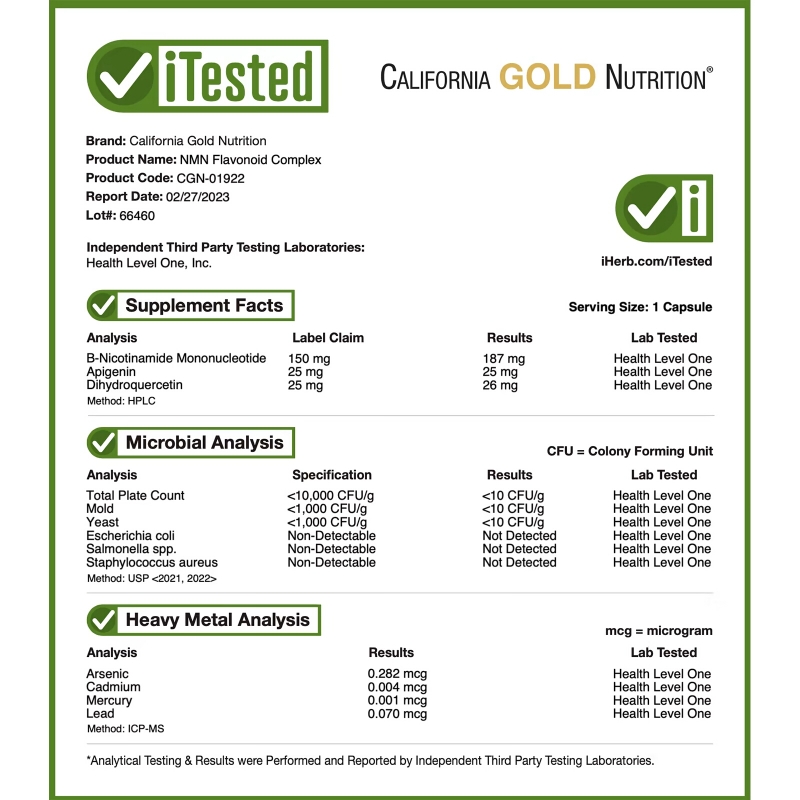 California Gold Nutrition, NMN, комплекс с флавоноидами, 60 растительных капсул